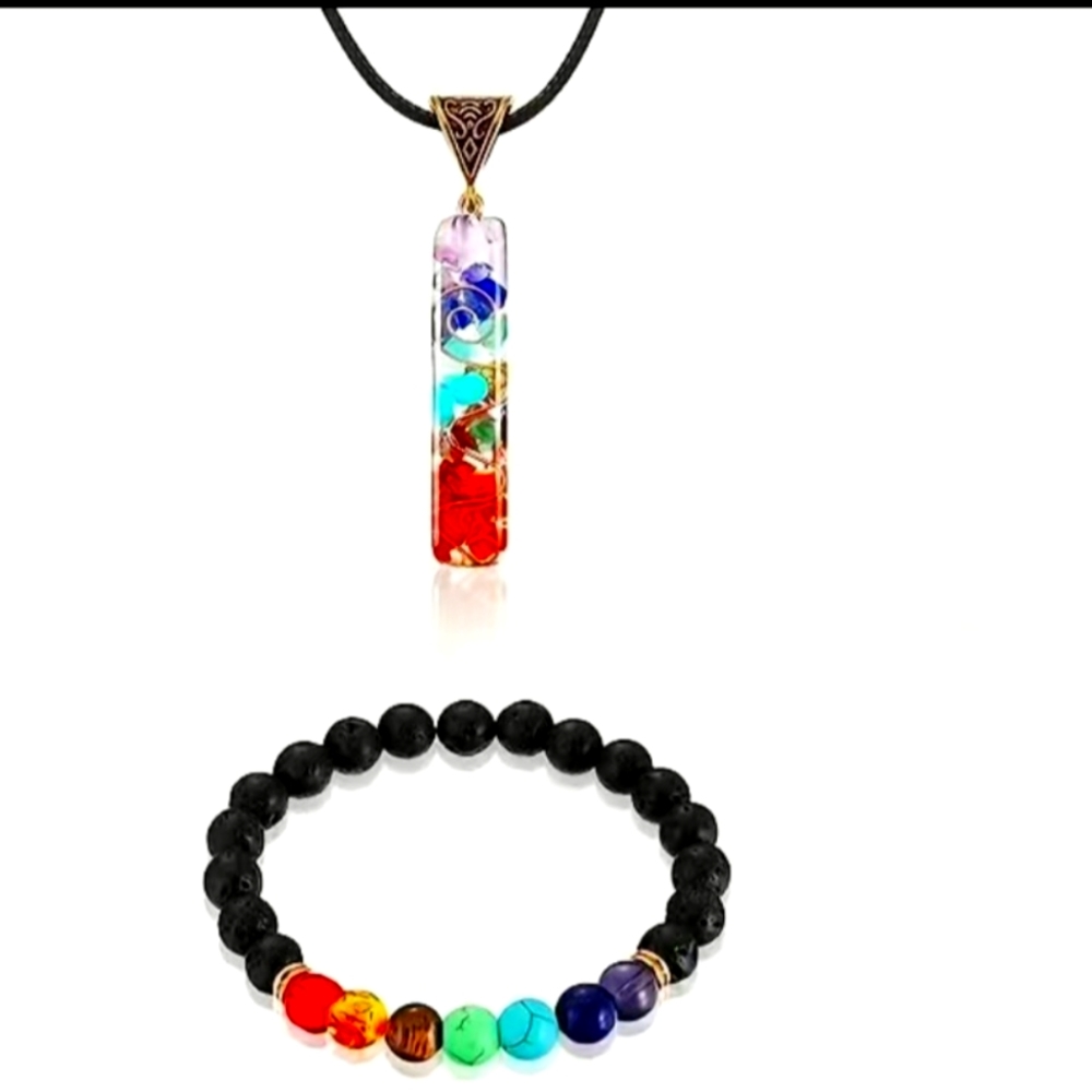 2pc Chakra Rainbow Necklace Bundle